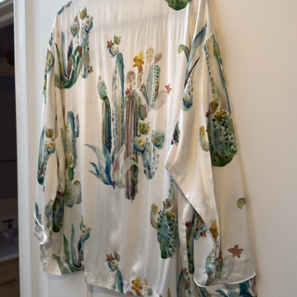 Washable Silk Marina Pajama Set in Cacti Watercolor - Picture 9 of 13